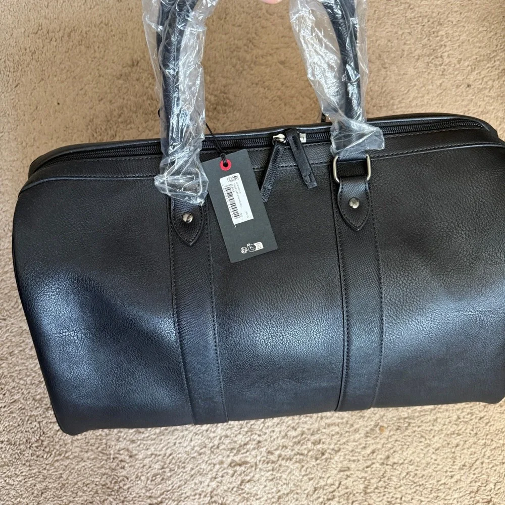 Ted Baker Striped PU Holdall weekender bag, Black‎
